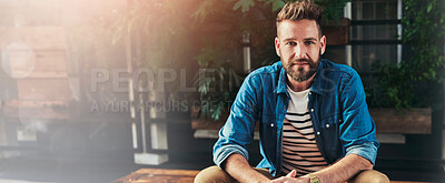 Buy stock photo Portrait of a handsome young man enjoying some time off