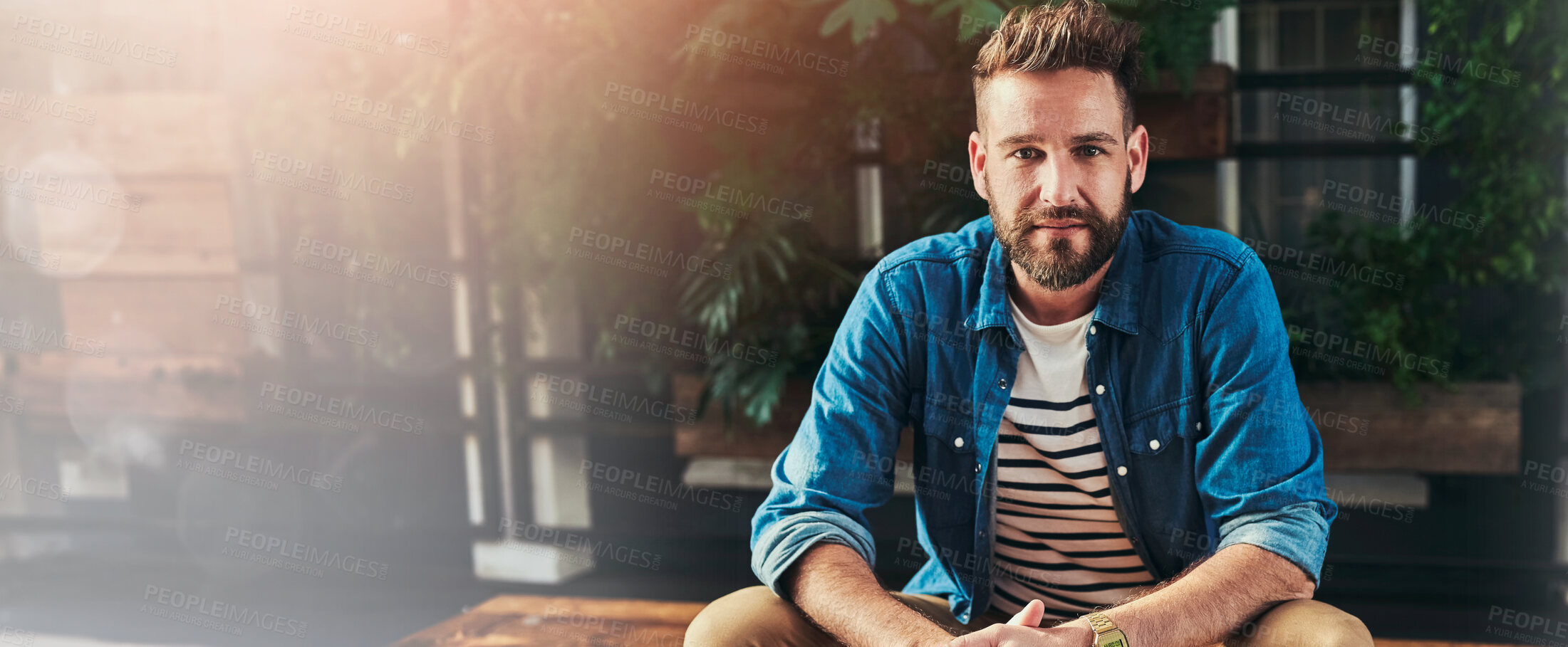 Buy stock photo Portrait of a handsome young man enjoying some time off