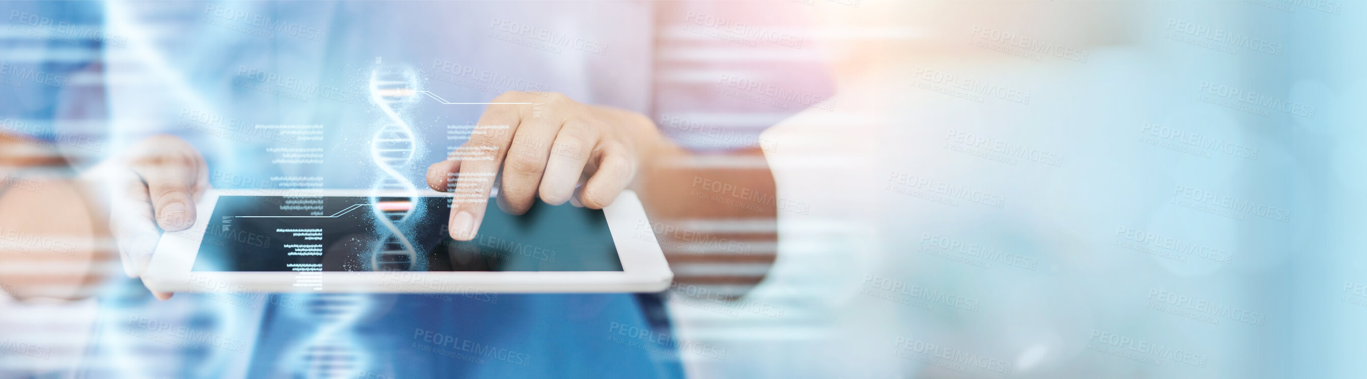 Buy stock photo Closeup shot of a medical practitioner using a digital tablet