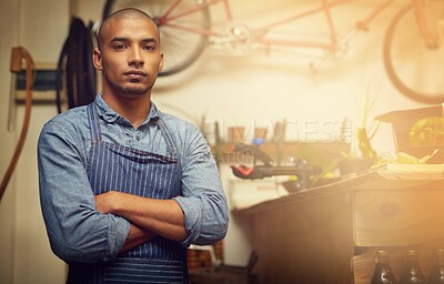 Buy stock photo Portrait of an ambitious young small business owner