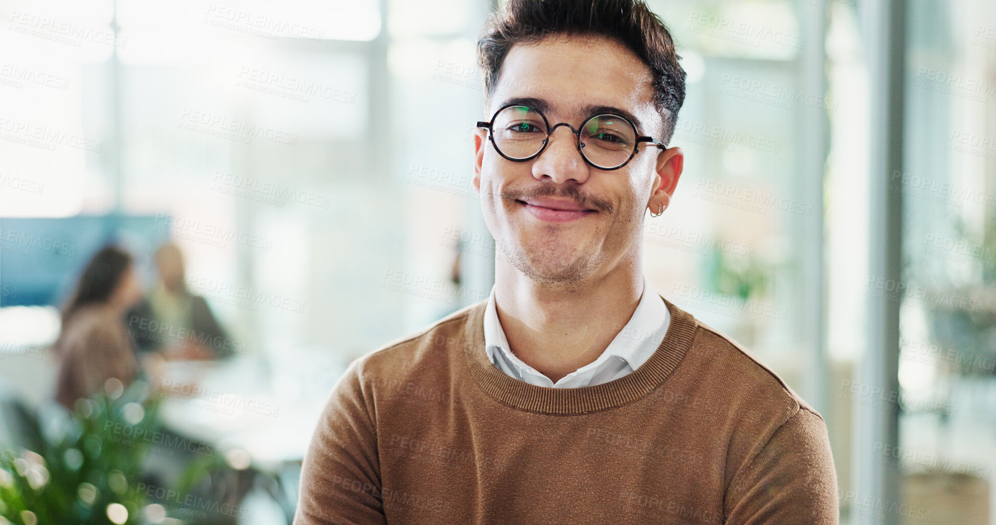 Buy stock photo Portrait, lawyer and career man with smile as professional, advisor and law firm in office. Male person, happiness and confidence as staff, legal representative and consultant in company or corporate