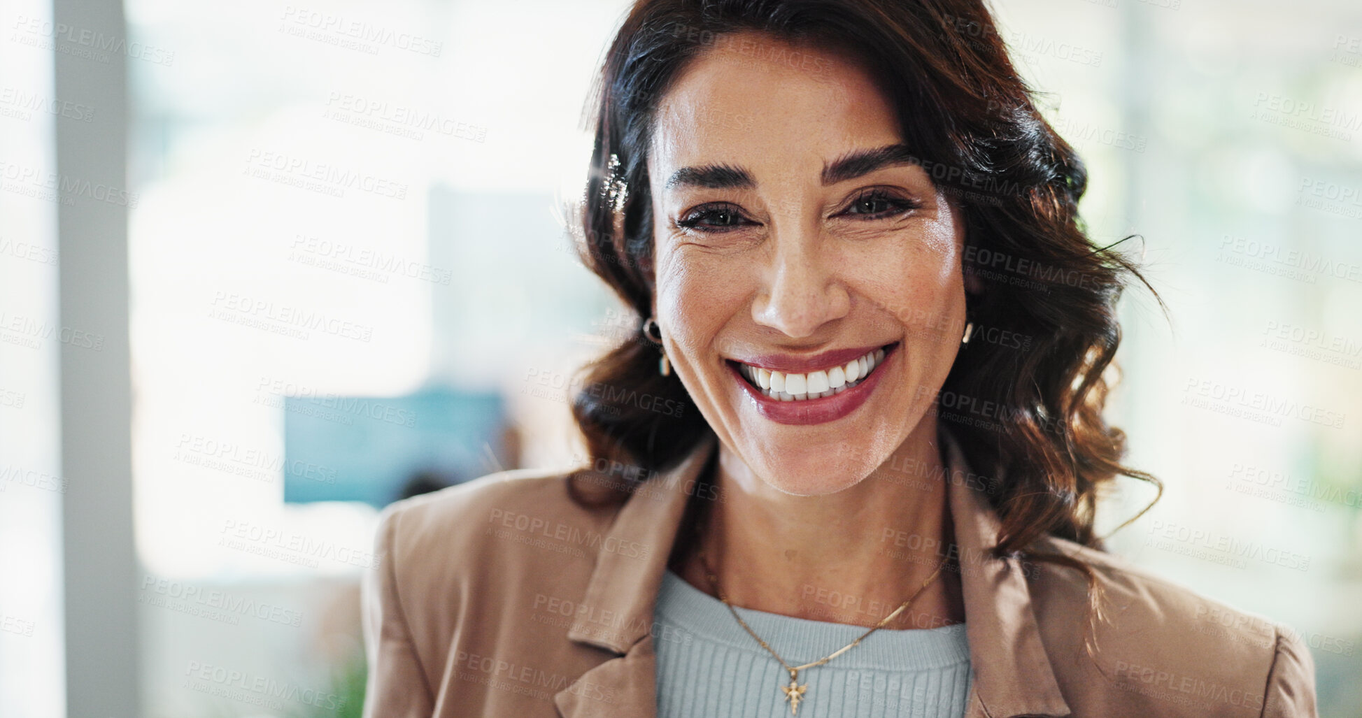 Buy stock photo Portrait, happy or businesswoman in office with confidence, professional career or smile. Face, about us and proud hr manager with ambition, experience or recruitment for corporate growth in England