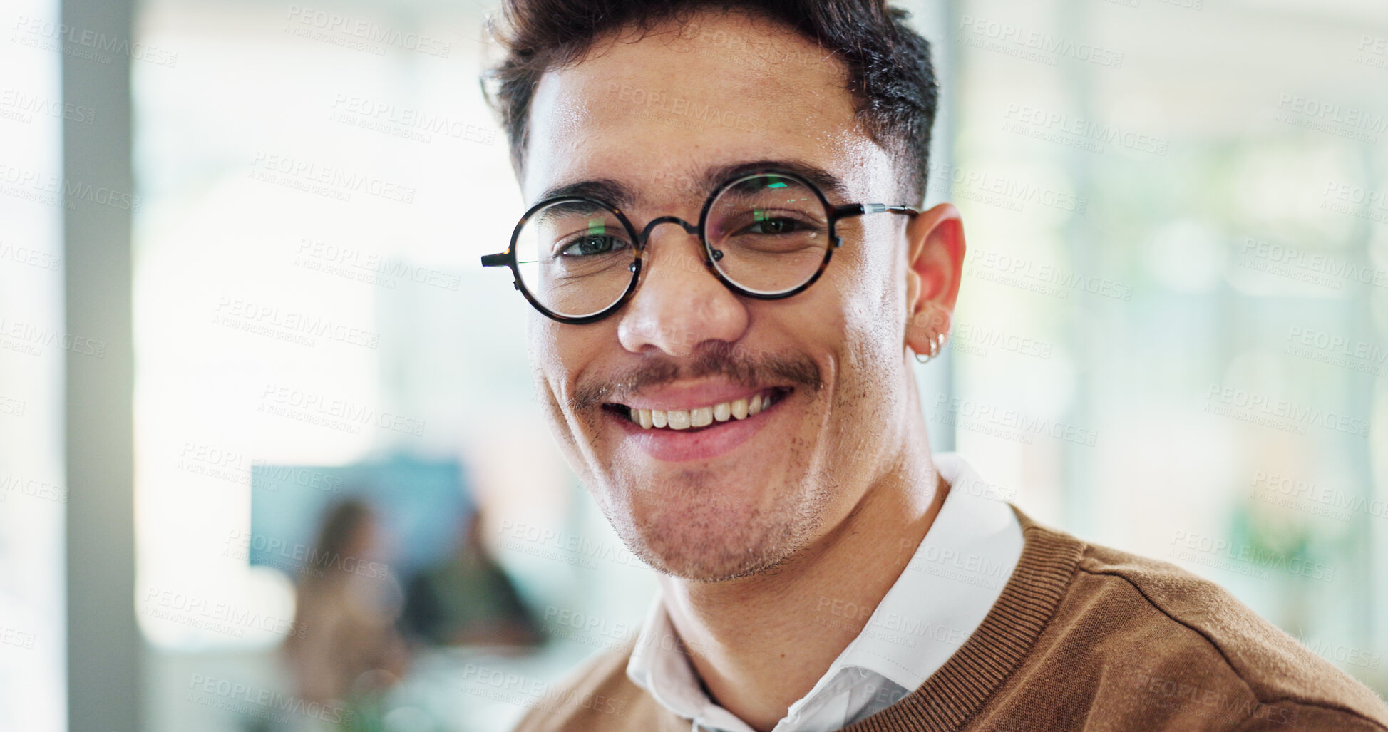 Buy stock photo Portrait, lawyer and career man with pride in office as professional, advisor and law firm. Male person, happiness and confidence as staff, legal representative and consultant in company or corporate