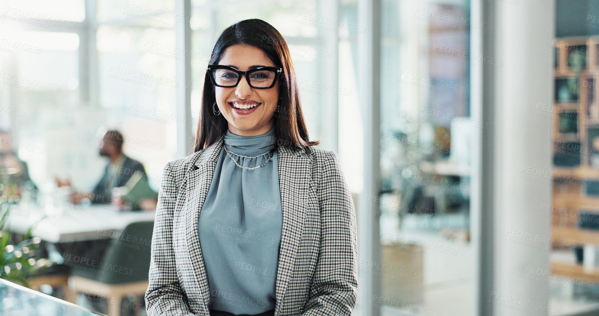 Buy stock photo Portrait, hr manager and woman in office with smile, professional career and pride. Face, about us and happy person with ambition, business experience or recruitment for corporate growth in England