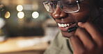 Black man, mouth and call center with mic for telemarketing, communication or online support at office. Closeup, African consultant or agent with smile or headphones for advice, telesales or CRM