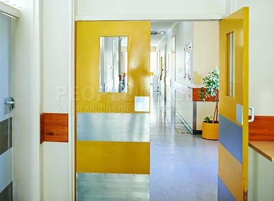 Buy stock photo Interior shot of a hospital corridor