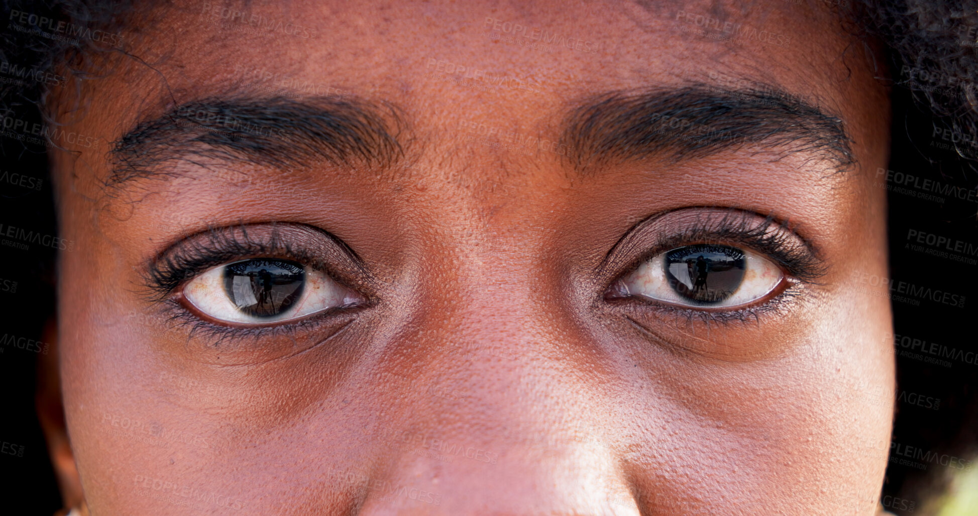 Buy stock photo Beauty, cosmetics and person with mascara, closeup and makeup for extension, aesthetic and eyelashes. Optical, vision and length for eyes, sight and eyebrow lamination for woman, wellness and morning