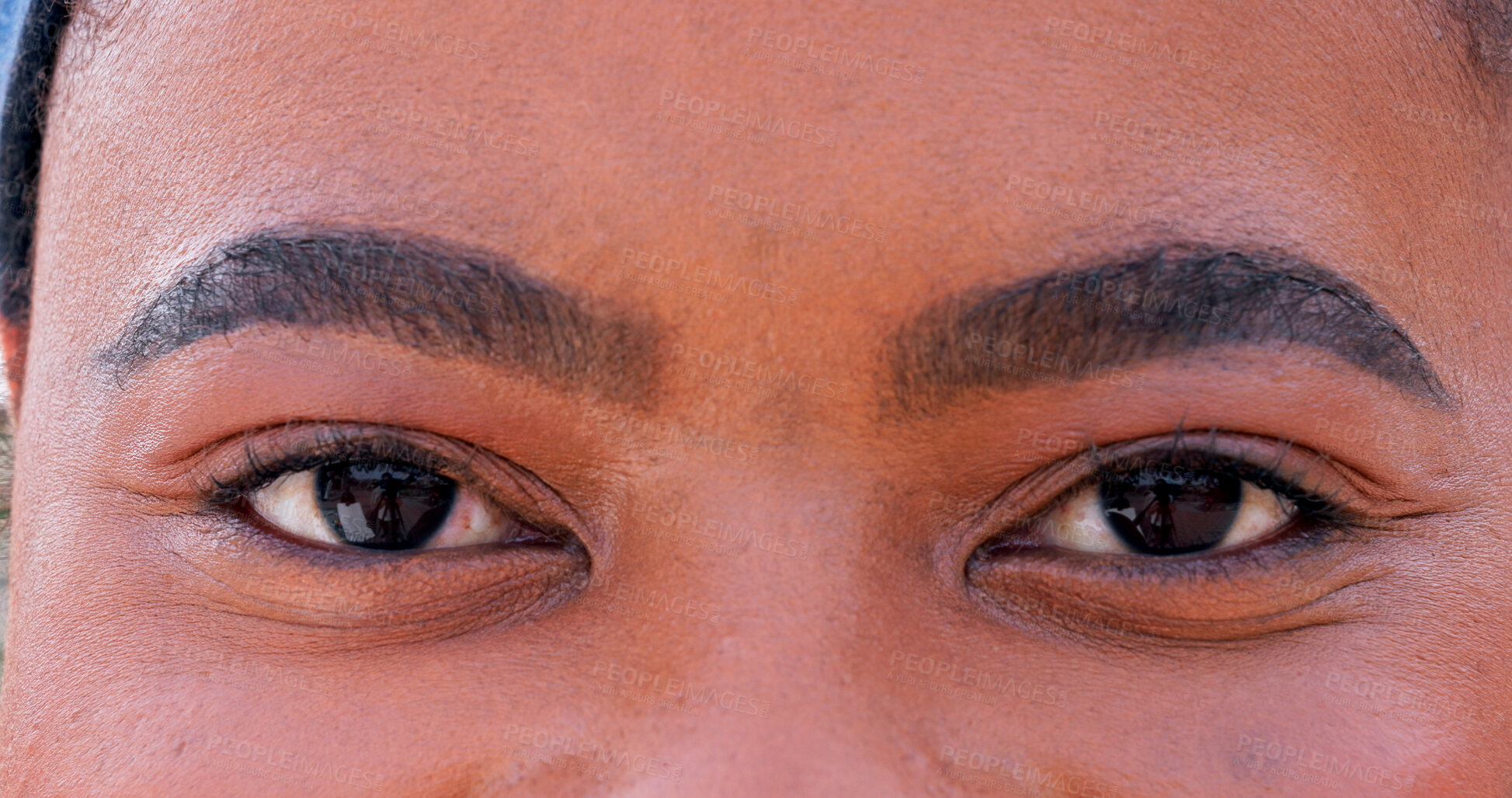 Buy stock photo Beauty, portrait and closeup of eyes, eyebrows and cosmetics for eyecare, vision or wellness for eyesight. Morning, optical and person with aesthetic, treatment and confident with makeup or eyelashes