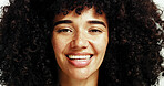 Portrait, haircare and woman with afro, smile and treatment for protection of hairstyle and confident. Happy, beauty and hairdresser with healthy hair, proud and texture of hairdo, salon and Jamaica
