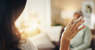 Buy stock photo Hand, psychologist and woman for counselling, help and professional with support in office. Therapist, evaluation and conversation for patient advice, listen or empathy for mental health consultation