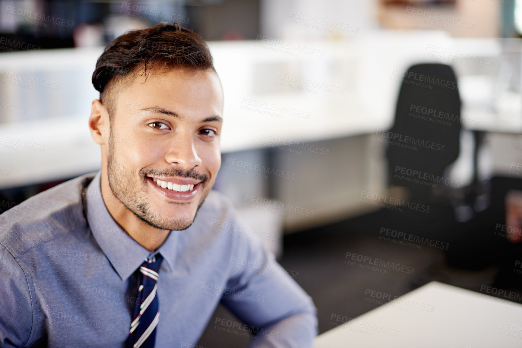 Buy stock photo Financial advisor, office and portrait of man with entrepreneur, smile and confident accountant. Business, management and corporate employee with pride, law firm and company goals for attorney