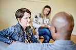Angry, therapy and listening with interracial couple and therapist for divorce, support or communication. Break up, help and advice with black man and woman with expert for frustrated, problem or sad