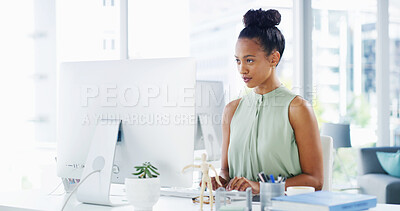 Buy stock photo Accountant, research or businesswoman on computer for accounting online and profit evaluation. Budget, finance or financial advisor with technology for company revenue growth, payroll or investment