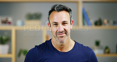 Buy stock photo Confidence, creative and portrait of man in office with pride, professional or business growth. Art director, designer or mature businessman at design agency with ambition, opportunity or development