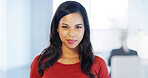 Portrait, creative and business woman in office for marketing, ads and brand strategist. Face, professional entrepreneur and confident worker, employee and campaign specialist in startup for design