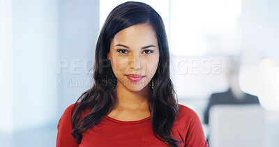 Buy stock photo Portrait, creative and business woman in office for marketing, ads and brand strategist. Face, professional entrepreneur and confident worker, employee and campaign specialist in startup for design