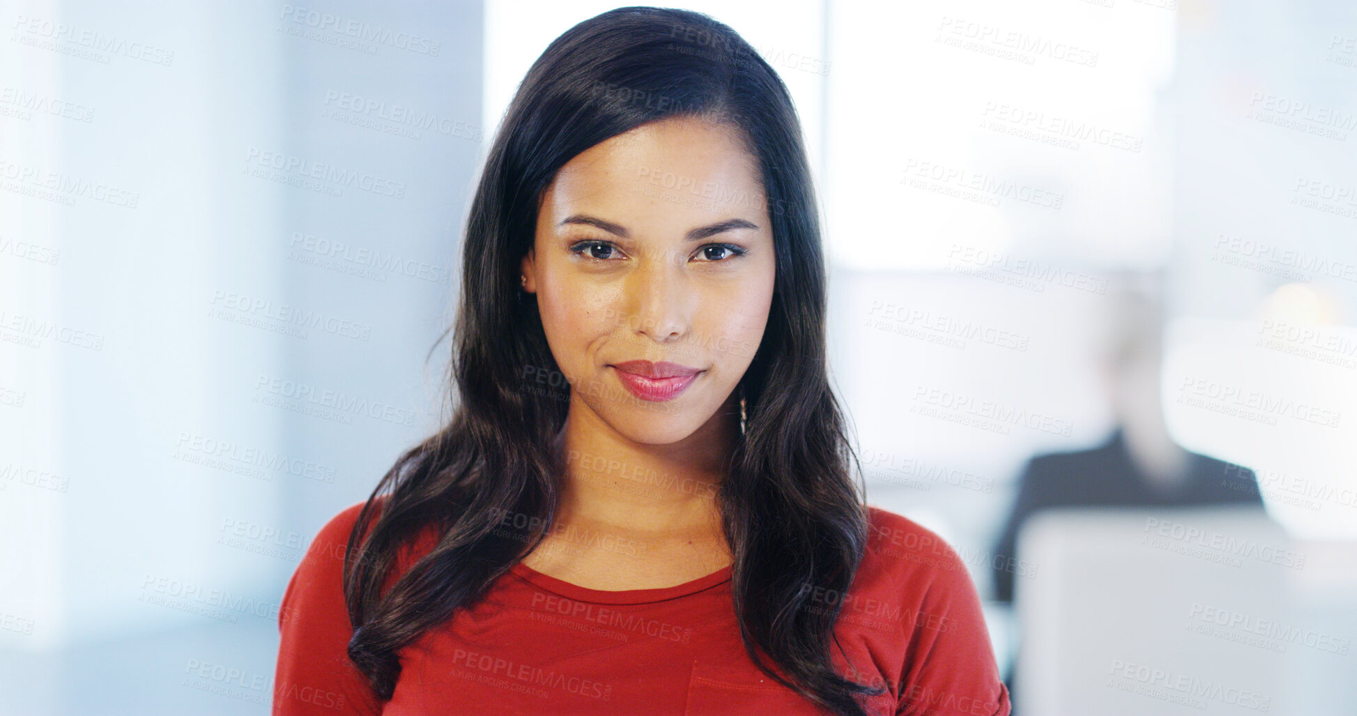 Buy stock photo Portrait, creative and business woman in office for marketing, ads and brand strategist. Face, professional entrepreneur and confident worker, employee and campaign specialist in startup for design