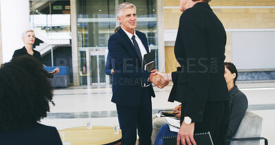 Buy stock photo Welcome, people and handshake for meeting, office and thank you for opportunity of deal and corporate. Partnership, entrepreneur and shaking hands for agreement with team, congratulations and gesture