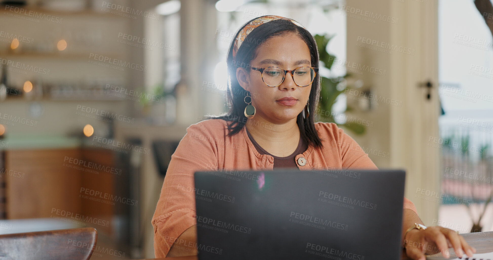 Buy stock photo Laptop, remote work and woman with website for client consulting, tech support or customer service help. Agent, feedback and virtual assistant for hotline advice, server or faq for communication