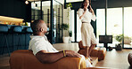 Couple, home and communication for healthy marriage, connection and man listening for support. Living room, love and conversation with husband for bonding, modern apartment and trust in relationship