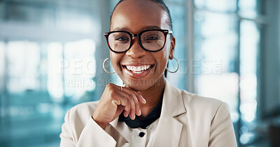 Buy stock photo Human resources, portrait and welcome with business black woman in office for onboarding or recruitment. Hiring, interview and smile of employee in professional workplace for personnel management