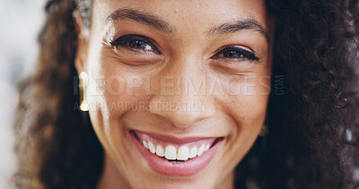 Buy stock photo Smile, portrait and confidence with business woman for professional, creative journalist and pride. Magazine editor, happiness and opportunity with person from Brazil in startup agency for career