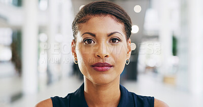 Buy stock photo African, confident and woman with business for portrait as secretary, corporate worker or administrator. Office, face and female person with career growth, skill development or professional ambition
