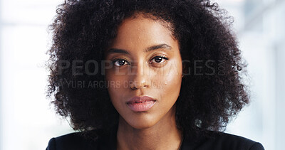 Buy stock photo Black woman, portrait and lawyer in office with confidence, pride and legal career at consulting agency. African person, attorney and advocate with advisory job at corporate law firm in Nigeria