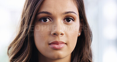Buy stock photo Serious, business and woman for portrait in office of ambition, accounting career and about us as consultant. Person, accountant and closeup of internship, financial organisation and asset management