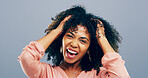 Laugh, business and portrait of african woman in studio for professional, designer and pride. Happiness, creative startup and confidence with person on background for opportunity and entrepreneur