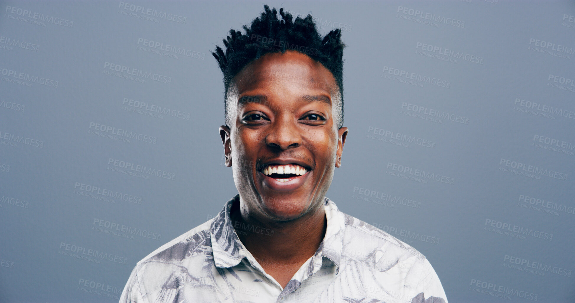 Buy stock photo Smile, business and opportunity with portrait of black man in studio for storyboard artist, inspiration or talent. Happiness, pride and comic designer with person on background for confidence and joy