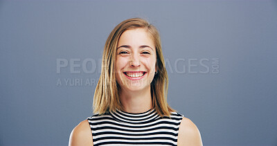 Buy stock photo Intern, business and smile with woman in studio for storyboard artist, inspiration and talent. Creative, pride and comic designer student with portrait of person on background for confidence