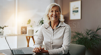 Buy stock photo Office, mature and businesswoman in portrait for lawyer, professional case and law firm for legal aid. Happiness, female person and attorney with confidence for corporate, court justice and about us