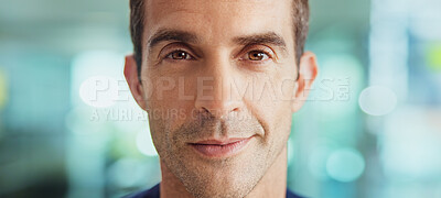 Buy stock photo Creative, designer and portrait of man in office for ambition, career development or mindset. About us, business and confident with professional employee in advertising agency for vision closeup