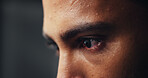 Serious, man and eyes with vision for productive development, business sight or work at office. Closeup, male person or stare with creative thought for decision, choice or determination at workplace
