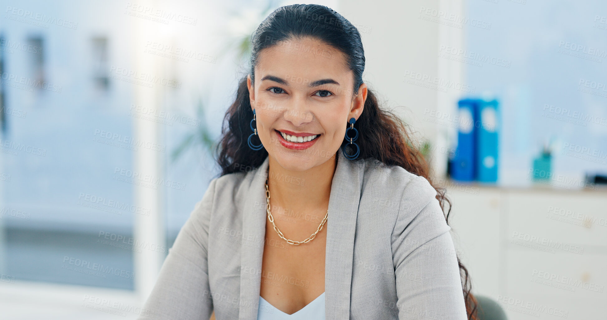 Buy stock photo Portrait, smile and business woman receptionist or secretary in corporate office. Face, opportunity and confident professional worker for administration, employee and happy assistant in Brazil