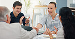 Success, handshake and teamwork with business people in meeting for support, celebration and deal approval. Achievement, funding grant and applause with employees in office for news, b2b and results