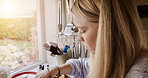 Woman, cooking and food in kitchen closeup for health nutrition meal, vitamins or cookware. Female person, hand and mix on stove for preparation in home for hungry protein, recipe or healthy dinner