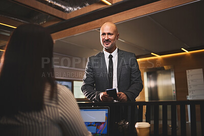 Buy stock photo Businessman, reservation and receptionist with laptop, desk and hotel for meeting, travel and networking. Check in, hospitality and professional person in resort, registration and communication