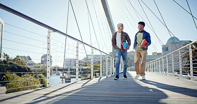 Buy stock photo Student, learning and friends with people and books for education, future and knowledge. University, academy and youth development with men at college campus for scholarship, school and studying