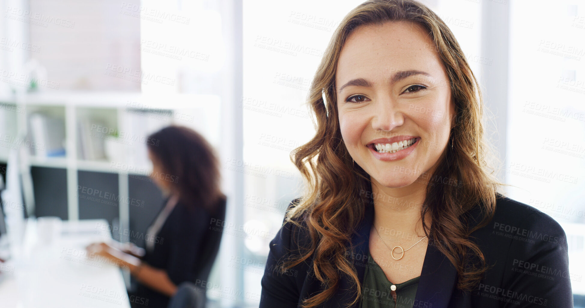 Buy stock photo Office, businesswoman and confidence in portrait for manager, professional career and investment. Smile, female person and financial accountant with pride for about us, ambition and accounting firm