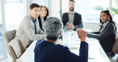 Buy stock photo Speaker, planning and meeting with business people in office for growth strategy, proposal pitch and team. Sales projection, consultant and budget workshop with employees for brainstorming and profit