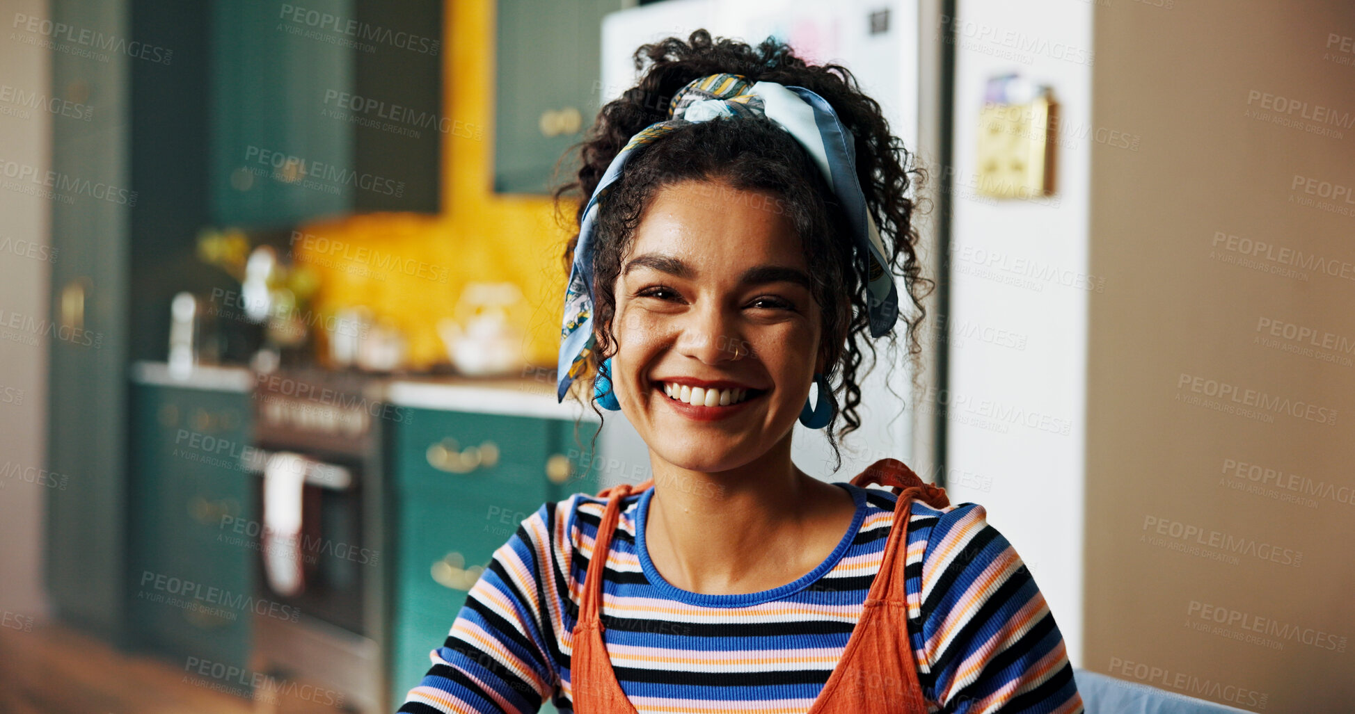 Buy stock photo Fashion designer, happy and portrait of woman in home with confidence, pride and smile for small business. Creative, startup and person with style for tailor, textile and clothing retailer company