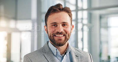 Buy stock photo Office, businessman and accountant with happiness in portrait, financial career and confidence. Accounting firm, male person and auditor with smile for finance project, about us and ambitious at work