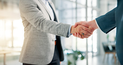 Buy stock photo Handshake, hands and agreement for deal, meeting and closeup of partnership in office or negotiation. Team, thank you and people with gesture for collaboration, corporate and opportunity for business