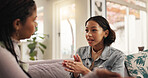 Women, lesbian couple and disagreement with argument for conflict, toxic relationship or ignore at home. Female people, LGBTQ or discussion with dispute for confession, quarrel or fight on sofa