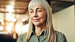 Mature woman, owner and small business with smile for career ambition, dream or hotel management. Female person, concierge or employee with technology for online booking or planning reservations