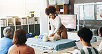 Woman, student and dummy for cpr training with demonstration, compression and breathing safety. Person, mannequin and ventilation process for medical emergency, healthcare protocol and cardiac arrest