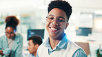 Portrait, smile and developer with business man in office cyber security, network domain and code analyst. Server encryption, tech startup and software review with person in IT firm for VPN system