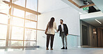 Business people, hiring and handshake in office, recruitment and job interview with onboarding. Employee, candidate and human resources manager in workplace, shaking hands and welcome with b2b deal